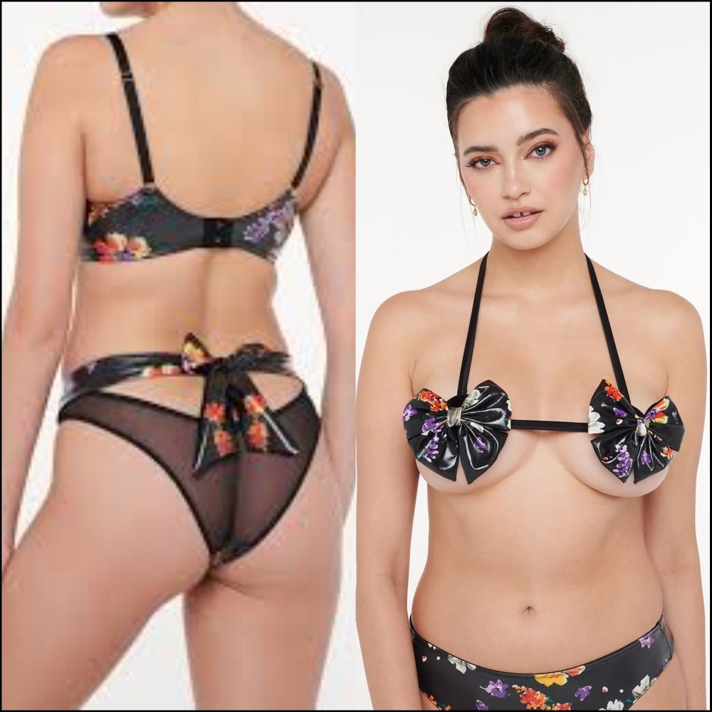 fenty bralette pasties and panty set sz l nwt night bloom